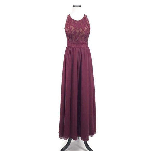 Lulus Dresses & Skirts - LuLus Maxi Dress Women’s Sz Small Burgundy Bodice Long Gown With Chiffon Us